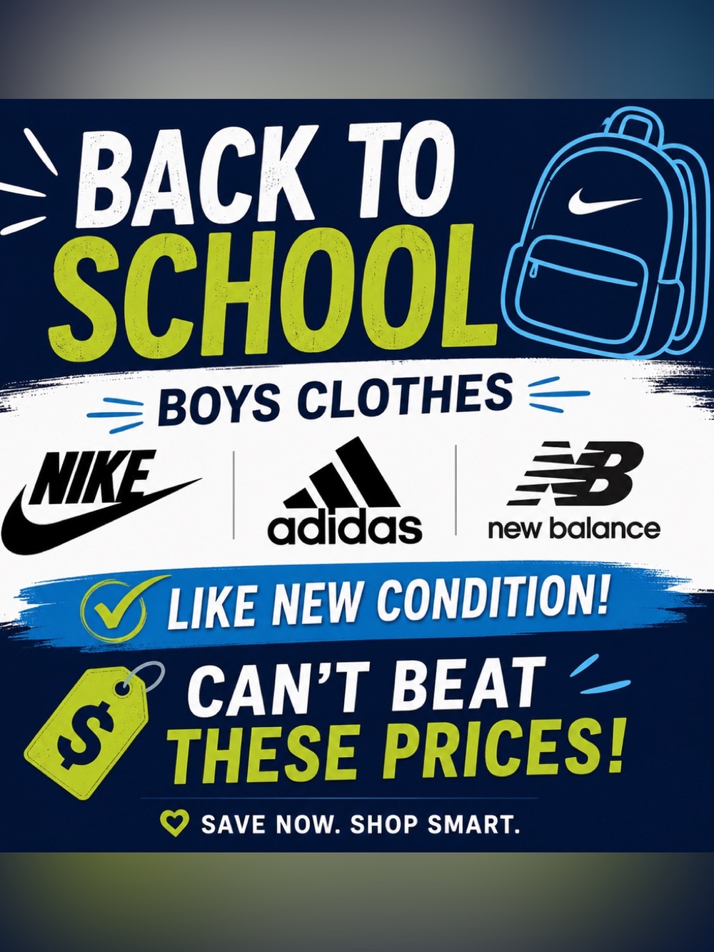Nike Boys Tee in Navy Blue and Lime Green Graphics